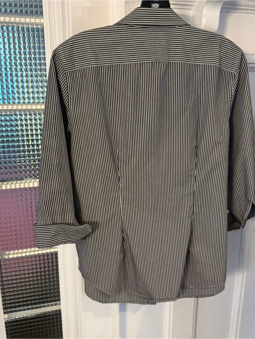 Lauren Ralph Lauren Women’s Button Down Shirt Black White Stripe Sz L